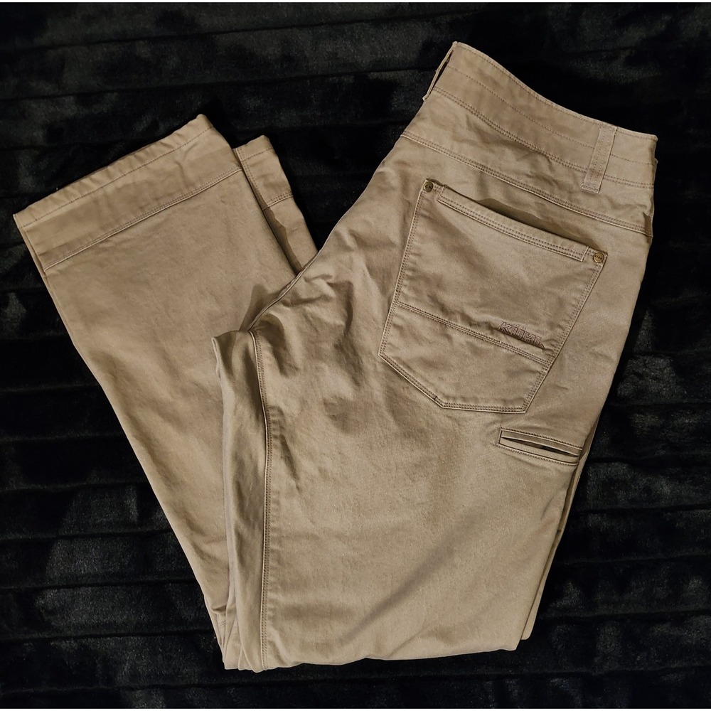 Kuhl Rydr Mens 38x32 Khaki Brown Vintage Patina Dye Articulated Hiking Pants
